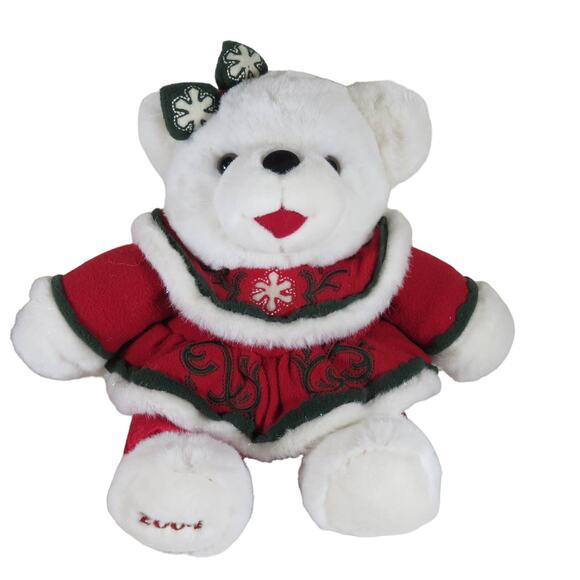 Dan Dee 2004 Christmas Teddy Bear Plush 10" Collector's Choice Red Green Dress - Picture 1 of 14